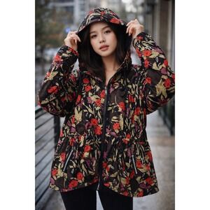 Cuccini Turbo Jacket Womens L Floral Multicolor Full Zip Hooded‎ Windbreaker